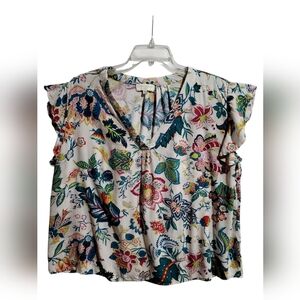 Cynthia Rowley Blouse 3X multicolor floral summer cottagecore boho Y2K